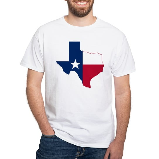 CafePress - Texas Flag Map White T Shirt - Men's Classic Cotton T-Shirts