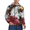 thumbnail image 2 of Kdxio Eagle With Hat And Roses Print Mens Casual Hooded Collar Drawstring Hoodies Pullover Sweatshirts Casual Long Sleeve Shirts-3X-Large, 2 of 7