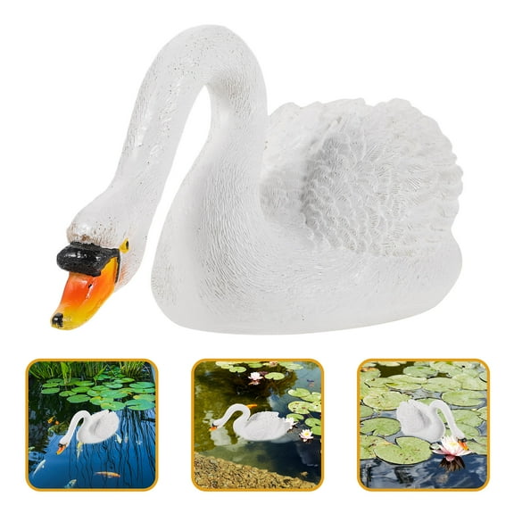 Supvox Resin Swan Decor Floating White Swan Garden Statue 1Pcs