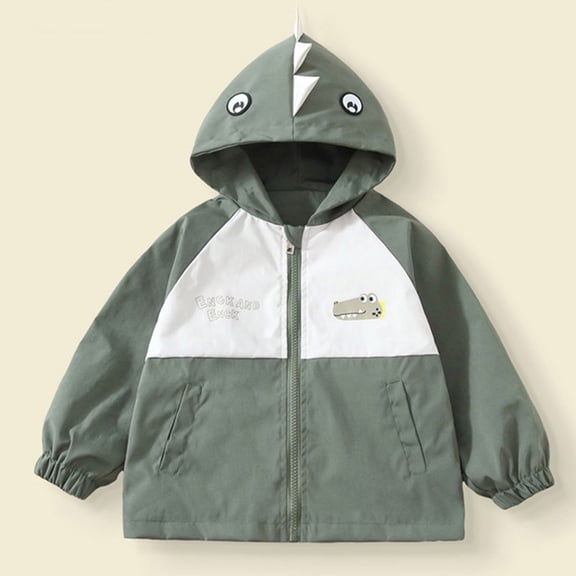 FSYBOA Boys Casual Jacket Size 6T, Loose Fit Hooded Long Sleeve Zip Up Fall Outerwear Army Green