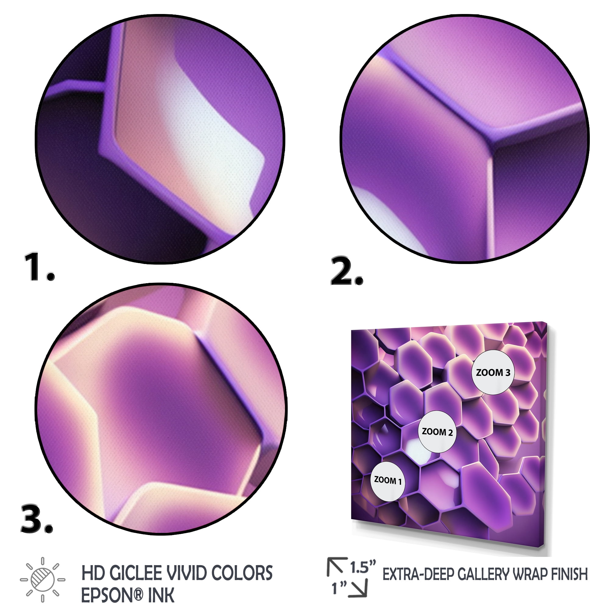 Designart Abstract Geomtric Purple I Canvas Wall Art