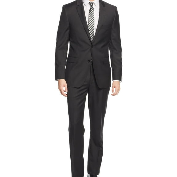 DKNY Mens Extra-Slim Two Button Blazer Jacket, Black, 40 Long