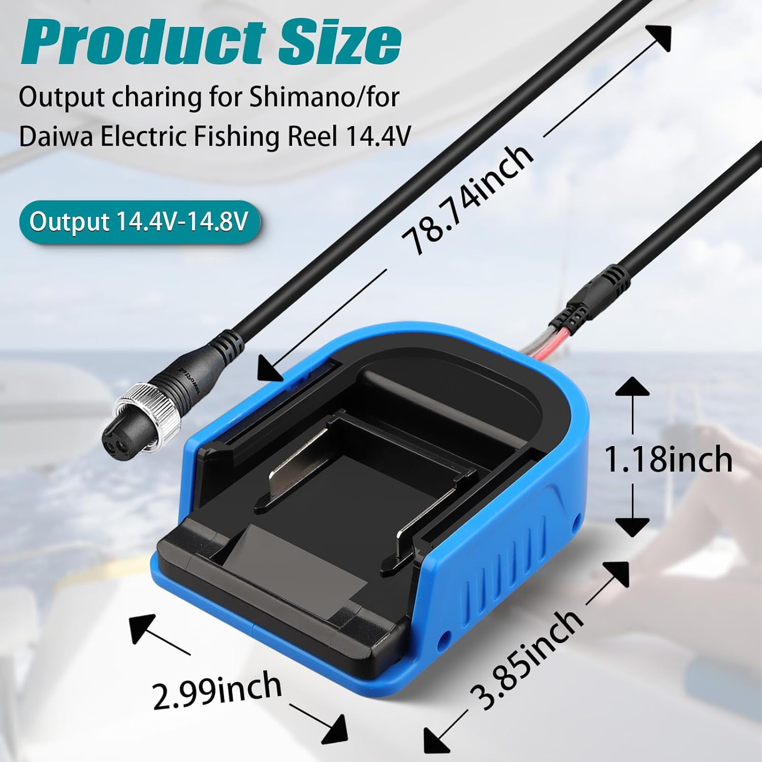 Fishing Reel Battery Adapter Power Cord Cable for Craftsman 20V V20 Dewalt makita Milwaukee M18 18V Battery Compatible with Daiwa 14.4V SEABORG 800MJ,SABORG 1200MJ 1200 800 Electric Fishing