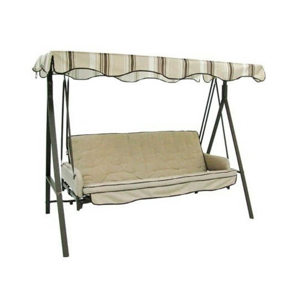 Garden Treasures Replacement Canopy - 3 Person Swing Canopy Top - RIPLOCK Fabric - Beige - 85x46 inch - Outdoor Patio Swing Replacement Cover