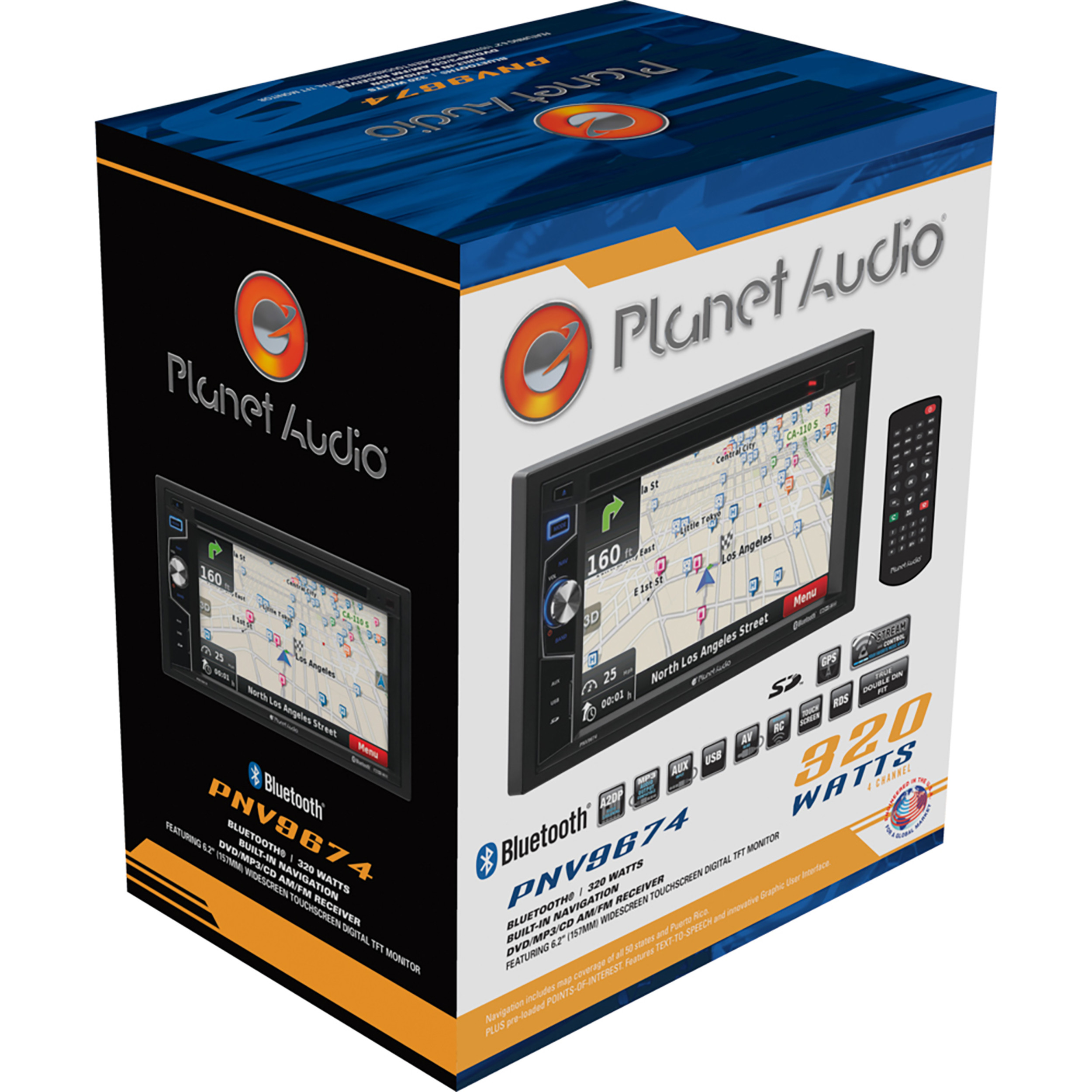 Planet Audio PNV9674 Car 6.2” Touchscreen Bluetooth Navigation, DVD USB SD AM/FM - image 5 of 9