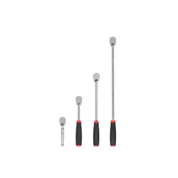 TEKTON 3/8 Inch Drive Non-Quick-Release Comfort Grip Ratchet Set, 4-Piece (4-1/2, 8, 12, 18 in.) | SRH91008