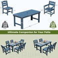 thumbnail image 2 of SERWALL 5-Piece HDPE Outdoor Dining Table Set, All-Weather 67-Inch Patio Table and 4 Armless Chairs for Deck, Lawn or Garden, Blue, 2 of 7