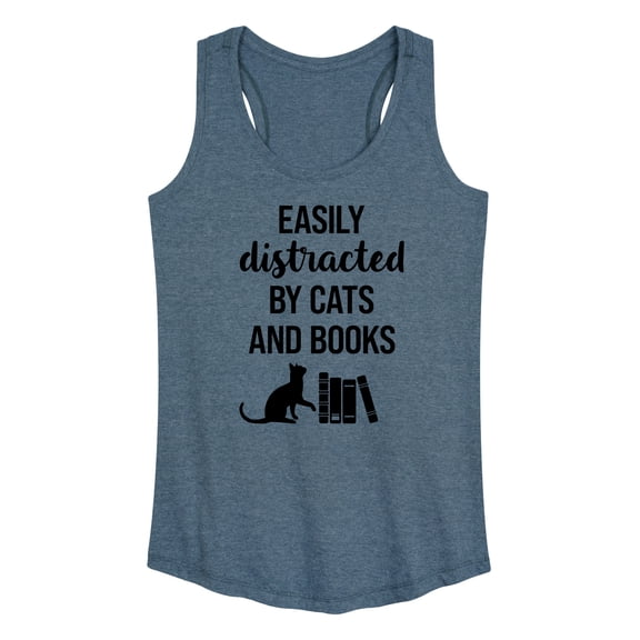 Instant Message - Easily Distracted Cats Books - Women's Racerback Tank Top