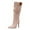 Pink, variant on Pointed Toe Stiletto Heels Women Slouchy Denim Fashion Studded Knee High Boots Sexy Winter Dress Pull on Wide Calf Long Boots Pink 9
