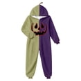 thumbnail image 4 of CUZIBR Girls Halloween Onesie Pajamas Kids Boys Hooded Plush Pumpkin Pajama Patchwork Zip Up Long Sleeve Jumpsuit Loungewear Cute Homewear,Purple,5-6 Years, 4 of 4