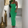 thumbnail image 6 of Wycnly Dresses for Women 2024 Sexy Spaghetti Strap Basic Bodycon Night Party Club Dresses Sleeveless One Line Neck Solid Summer Maxi Casual Dress Green S Clearance Clothes, 6 of 7