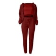 thumbnail image 4 of Valora Women Fashion Outfit Women's Trousers Suit for All Seasonwear Three Piece Tracksuit Set with Hooded Sweatshirt Vest Top and Pants for Casual Everyday Travel and Work Red 2XL, 4 of 5