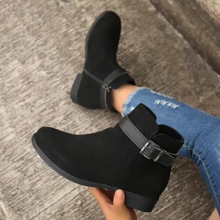 

Women‘s Round Toe Platform Short Boots Side Zipper Fashion Boots Women‘s Footwear