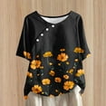 thumbnail image 5 of Tops de Lino para Mujeres Imprimir Suéter Cuello Redondo Manga Corta Superior Poliéster, Blusa de Moda Casual para la Primavera Y el Verano, 5 of 5