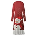 thumbnail image 5 of Women's V-Neck Long Sleeve Print Long Dress with Christmas Tree Snowman Snowflake AI Design, Casual Fashion Fall and Winter Dress for Holiday Parties and Everyday,Vermilion,S, 5 of 6