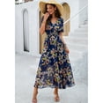 thumbnail image 2 of YNIQUE Women's Casual Dress Deep V-Neck Short Sleeve Chiffon Elegant Long Dresses, 2 of 7