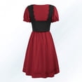 thumbnail image 4 of Mini vestido con volantes para mujer informal con cuello cuadrado ajuste holgado conjunto de vacaciones con bloques de color, 4 of 7