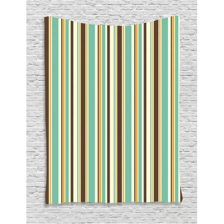 Triangle Home Fashions Lush Decor Striped Decor Tapestry, Funk Art Nostalgic Lash Strokes with Earthen Tones Blow Fashion Graphic, Wall Hanging for Bedroom Living Room Dorm Decor, 40W X 60L Inches, Brown Teal, by Ambesonne ()