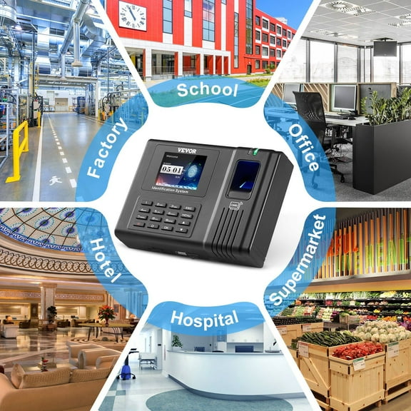 No Monthly Fees Employee Time Clock – Fingerprint, RFID & PIN Punching Biometric Attendance Device for Small Business, 5 RFID Cards Included