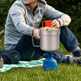 thumbnail image 1 of Lightweight Titanium Camping Cookware Set: 1100ml Pot & 350ml Pan with Short Handle, Step Design - Includes Gray Mesh Bag & Kraft Paper Box - Ideal for Hiking, Backpacking & Outdoor Adventures (Total, 1 of 6