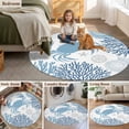 thumbnail image 5 of Coastal Blue Crab Round Area Rug 3.3 FT, Non Slip Small Entryway Kitchen Mat, Coral Starfish Ocean Conch Nautical Washable Soft Circular Rug Non-Shedding Door Mat for Bathroom Playroom Kids Room, 5 of 9