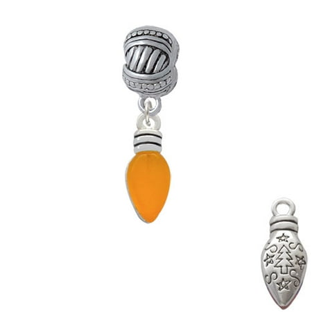 Christmas Lights - Hot Orange Resin - Large Rope with Cross Beads Charm Bead