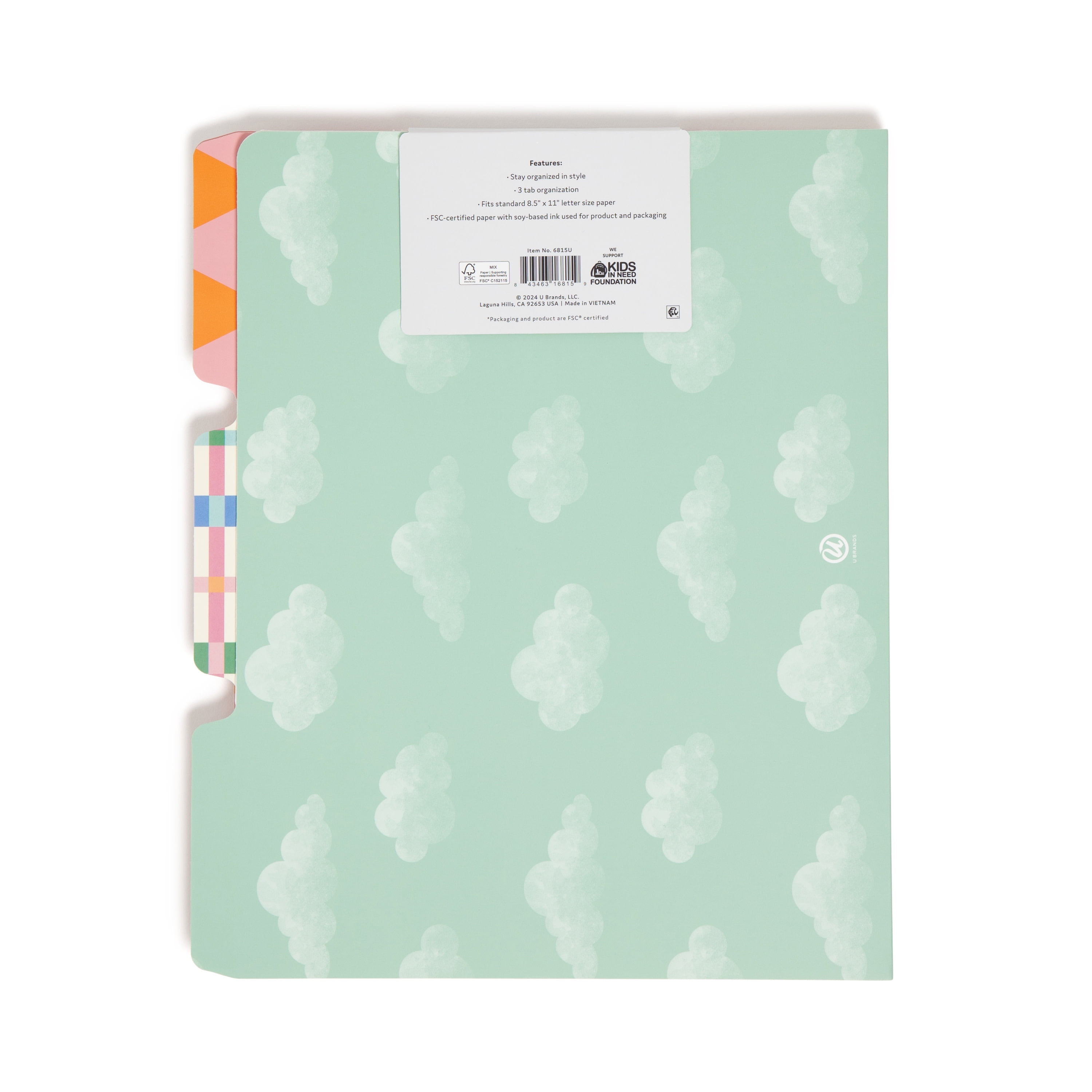 U Brands Decorative File Folders, Set of 6, Hyper Prep, 1/3-Cut Tabs, Letter Size, Assorted Colors