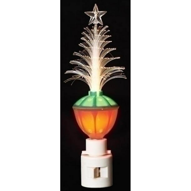 Roman 55333 7" Christmas Tree Fiber Optic Bubble Light Night Light