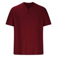 thumbnail image 4 of Lmnyox Mens Short Sleeve Sport T Shirt Solid Color V Neck Button Shirts Summer Gym Workout Athletic Tee Shirt, 4 of 5