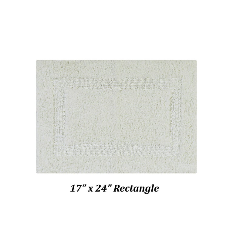 Home Decorators Collection 20 in. x 34 in. White Textured Border Cotton Machine Washable Bath Mat