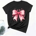 thumbnail image 3 of Uootdi Womens Tees Cute Bow Heart Printing Tunic Fashion Crew Neck Short Sleeve Blouses Cute Valentine’s Day Holiday Top Gift, 3 of 6