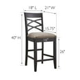 thumbnail image 5 of Leick Furniture Wood Double Cross-Back Counter Stool in Black/Gray (Set of 2), 5 of 15