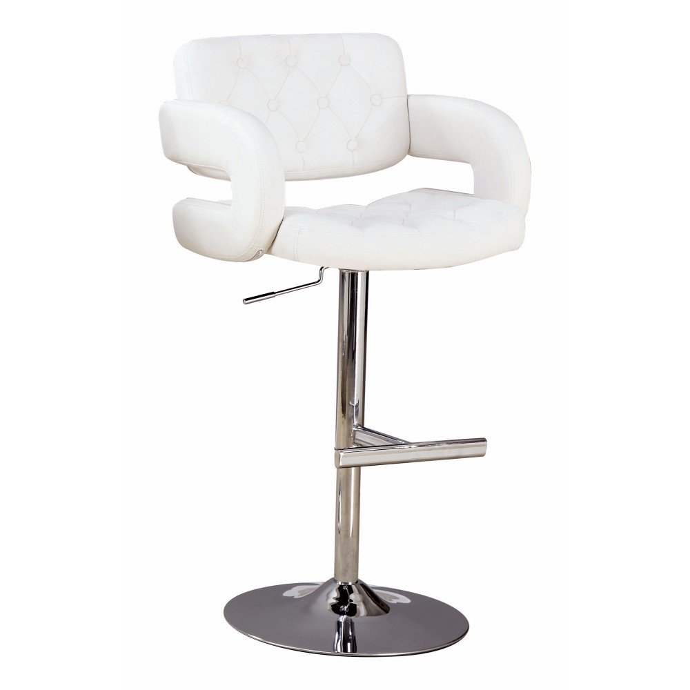 Modern Style Adjustable Height Bar Stool, White