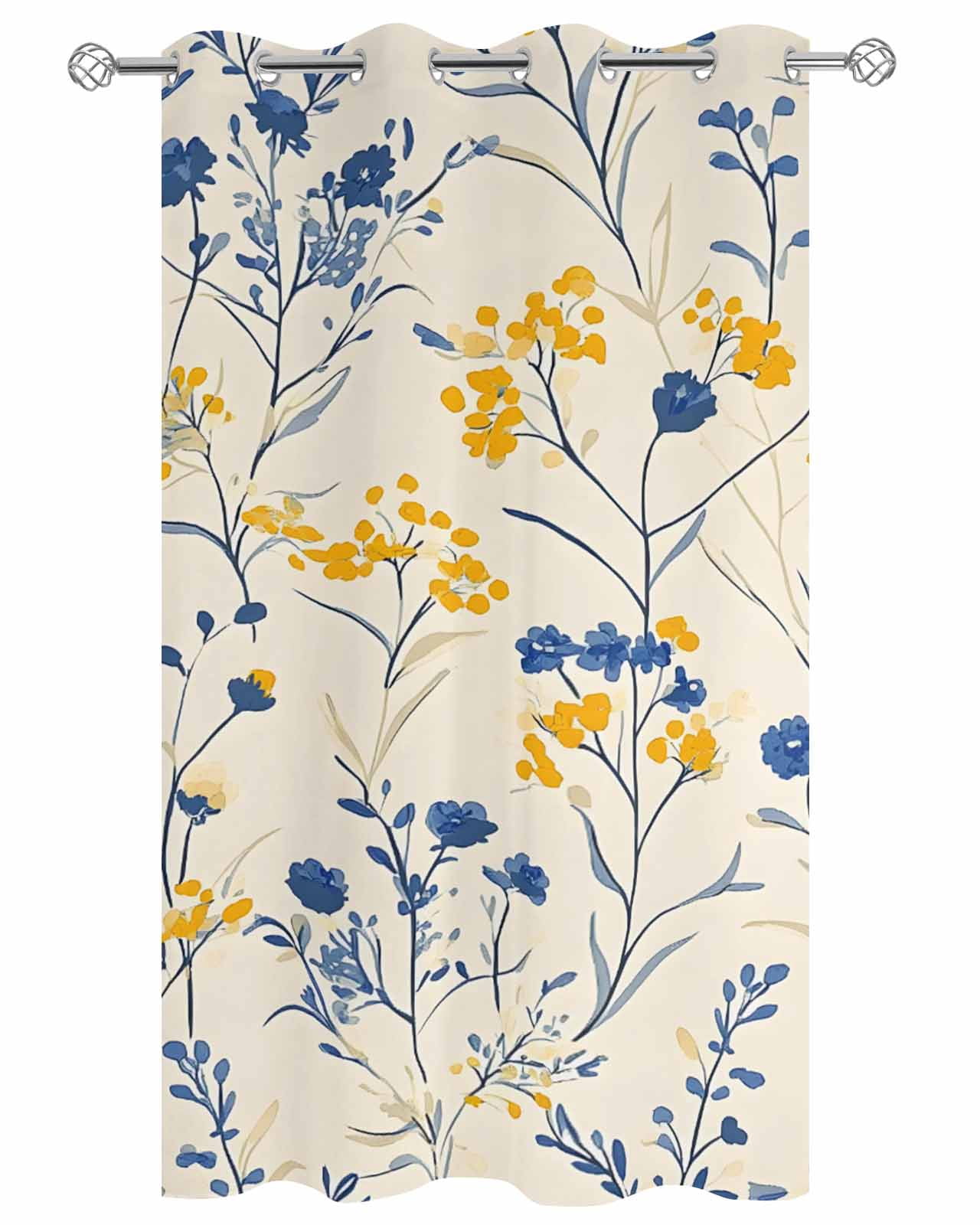 nqOlkjepod Outdoor Curtains for Patio Waterproof, Spring Flowers Outdoor Privacy Panels Grommet, Farmhouse Pastoral Botanical Herbs Blackout Outside Curtains for Porch/Cabana 54"x84", 1 Panel