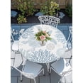 thumbnail image 6 of Blue Sea Turtle Round Fitted Tablecloth with Elastic Edge, Waterproof Table Cloth Table Cover for 55"-60" Tables, Coastal Coral Summer Beach Nautical Tablecloths for Dining Picnic Indoor Outdoor, 6 of 9