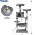 thumbnail image 4 of Torre para Gatos Bluelander 1.5 M Hamaca Rascador Múltiples Niveles Gris Claro, 4 of 5