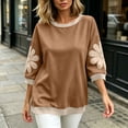 thumbnail image 2 of Wensltd Women Sweatshirt Round Neck Three Quarter Sleeve Soft Pullover Casual Loose Fit Tops, 2 of 8