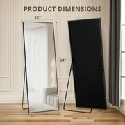 Atilioo Full Length Mirror 64x21 - Rectangular Floor Mirror with Shatter-Proof Glass, Wall-Mount or Leaning Full Body Mirror for Bedroom, Dressing Room - Durable Black Aluminum Frame
