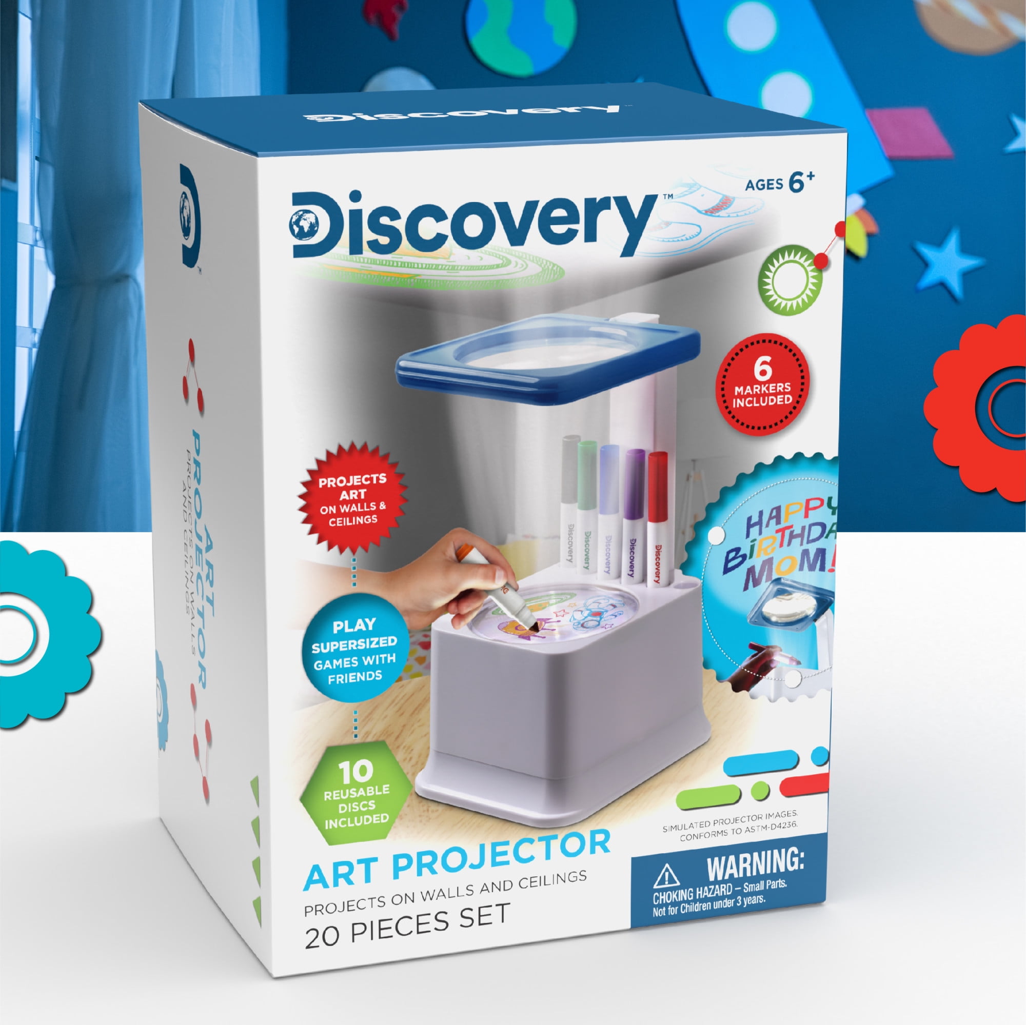 Discovery Kids Art Tracing Projector Kit for Kids 32 Stencils and 12