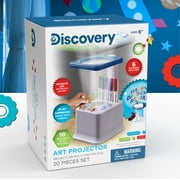 Discovery Kids Art Projector with Six Dry Erase Markers and 10 Reusable Drawing Discs, Draw on Reusable Transparent Sheets, Magnify and Project Art onto Ceilings, Walls, and More