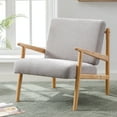 thumbnail image 2 of Duhome Contemporary Fabric Accent Chair with Wooden Arms for Living Room Armchair Lounge Chair Reading Chair for Bedroom, Gray, 2 of 8