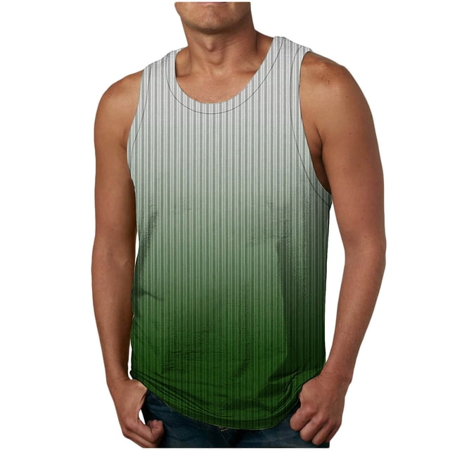 Débardeurs pour Hommes, Nouveau Mode Décontractée Gilet d'Été Ample Imprimé Sport Col Rond Caractéristiques