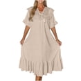 thumbnail image 2 of ylioge M-5X Plus Size Nightgowns for Women Cute Ruffle Short Sleeve V Neck Sleepshirts Womens Lightweight Loose Pullover Sleepwear Pajama Nightgown, 2 of 8