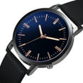 thumbnail image 1 of Reloj para hombre, correa de cuero de PU, esfera redonda grande, reloj de pulsera informal de cuarzo para hombre (azul oscuro), 1 of 5
