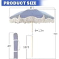thumbnail image 6 of Boho Outdoor Patio Table Umbrella with Tassel 6ft Portable Fringe Beach Umbrellas For Sand Heavy Duty UPF50+ Blue and White Striped Patio Umbrella Tilt Wood Pole For Pool Travel Deck Garden, 6 of 6