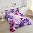 thumbnail image 4 of Erosebridal Purple Butterfly Bedding Full Comforter Set,Flower Down Comforter,Reversible,3 Pieces, 4 of 7