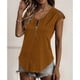 thumbnail image 1 of Blusa de encaje con cuello con cremallera, blusa de encaje con cremallera y manga corta con cuello en V y cremallera para mujer, blusa de encaje con cremallera y manga corta, rendimiento impulsado, 1 of 6