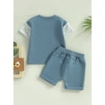 thumbnail image 4 of Bagilaanoe 2pcs Toddler Boy Short Pants Set Short Sleeve Letters Print T-shirt Tops + Shorts 3M 6M 12M 18M 24M 3T Kids Casual Summer Outfits, 4 of 9