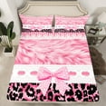 thumbnail image 2 of Manfei Polka Dot Bow-tie Bed Sheets for Teen, Kawaii Princess King Sheets, Fashion Leopard Cheetah Print Sheet Set, Breathable Home Decor, 4 Pieces, 2 of 7