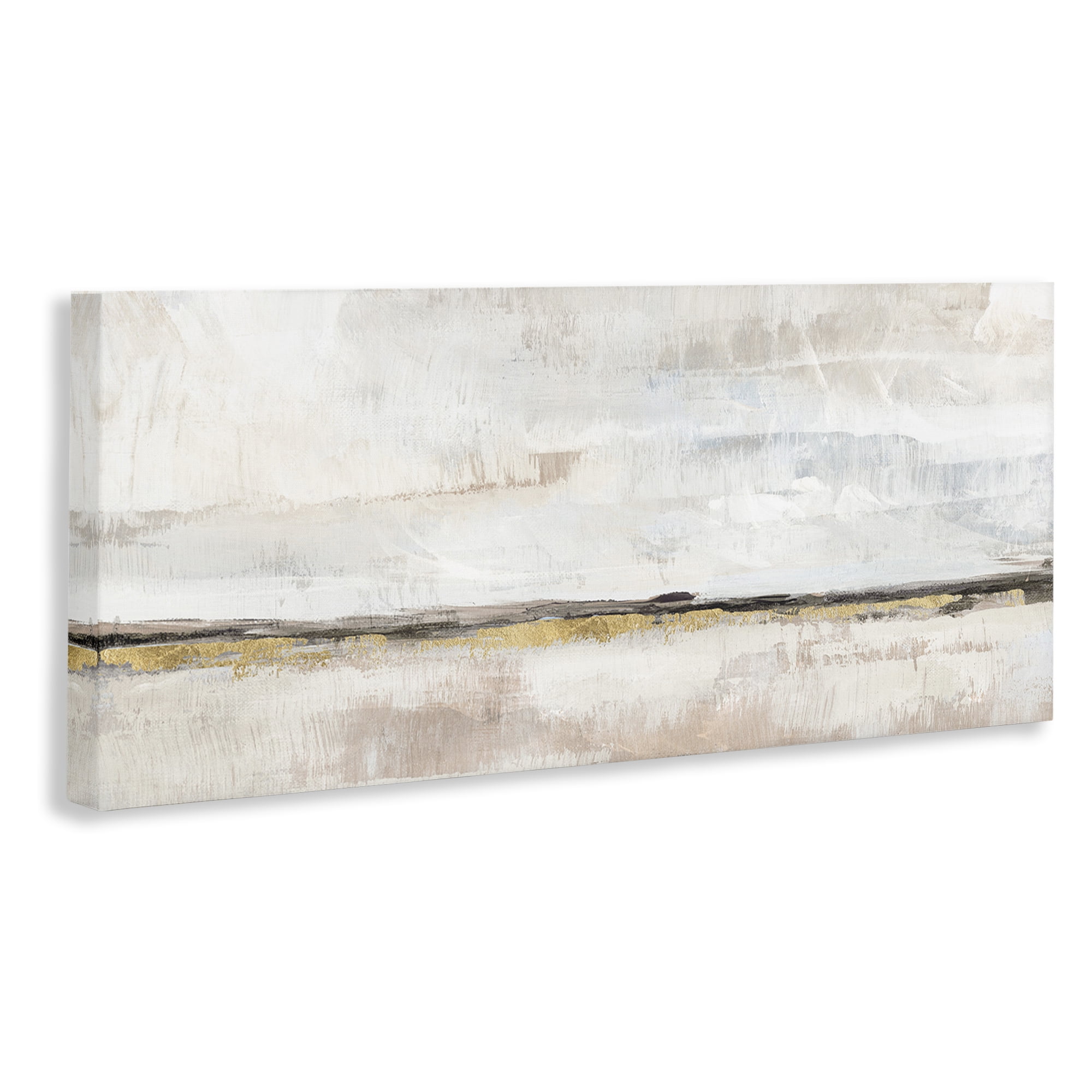 Stupell Industries Neutral Horizon Landscape Abstract Painting Gallery Wrapped Canvas Art Print Wall Art, 30 x 13